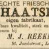 advertentie Reekers Leeuwarder courant 4 januari 1888