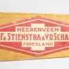 Etiket Friese doorloper schaatsenmaker Fa.Stienstra&v.d.Schaaf, Heerenveen