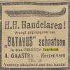 Advertentie Batavus schaatsenmaker A. Gaastra, Heerenveen
