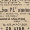 Advertentie 1950 POOLSTER schaatsen schaatsenmaker P. Bos en S. Geertsema, Heerenveen
