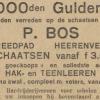 Advertentie 1929 schaatsenmaker P.Bos, Heerenveen