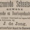 Advertentie 1901 schaatsenmaker J. de Jong, Suawoude