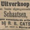 advertentie 1901 schaatsenmaker R.B. Cats, Nijehaske
