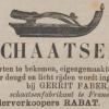 Advertentie 1890 schaatsenmaker G. Faber, Franeker