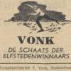 Advertentie 1954 schaatsenmaker E. Vonk, Oudeschoot