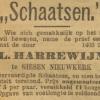 Advertentie 1895 schaatsenmaker L. Harrewyn, Giessenburg