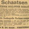 Advertentie 1933 schaatsenmaker B. de Boer, Finsterwolde