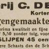 Advertentie 1933 schaatsenmaker C.de Boon, Gorinchem