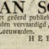 Advertentie 1818 schaatsenmaker H.R. Westra, Wergea