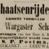 Advertentie 1868 S.P. Postma, schaatsen A.K. Hoekstra