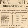 Advertentie 1909 verkoper A.Bakker, Schagen, schaatsen schaatsenmaker A.K.Hoekstra, Warga