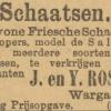 Advertentie 1895 schaatsenmakers J. en IJ. Rosier, Warga