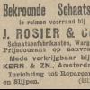 Advertentie 1912 schaatsenmaker J. Rosier, Warga