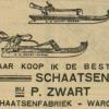 Advertentie 1927 schaatsenmaker P.S. Zwart, Warga