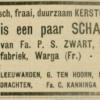 Advertentie 1935 schaatsenmaker S.P. Zwart, Warga