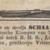 Advertentie 1853 schaatsenmaker L.A. Tromp, Woudsend
