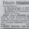 Advertentie 1899 leverancier staal voor schaatsen H.Kolkert, Amsterdam
