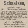 Advertentie 1890 schaatsenmaker J.H. Douma, IJlst