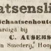 Advertentie 1879 schaatsenverkoper C. Ausems, Leiden