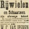 Advertentie 1902 schaatsenmaker W.C. van Iperen, Meerkerk