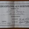 Diploma hoefsmid P.Borsje Meerkerk d.d. 4 december 1919