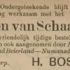 Advertentie 1894 schaatsenmaker H. Bos, Numansdorp