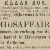 Advertentie 1894 schaatenmaker K, Numansdorp