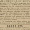 Advertentie 1894 schaatenmakers Gebr.Bos, Numansdorp