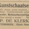 Advertentie 1925 schaatsenmaker P. de Klerk, Puttershoek