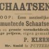 Advertentie 1889 schaatsenmaker P. de Klerk, Puttershoek