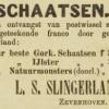 Advertentie 1891 schaatsenmaker L.S. Slingerland, Zevenhoven