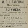Advertentie 1883 schaatsenmaker W.F.H. Tabernal, Amersfoort