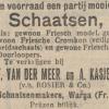 Advertentie 1919 schaatsenmaker F. v.d. Meer en A. Kasje, Warga