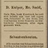 Advertentie smid D.Kuiper in Leidsch Dagblad op 14 december 1899