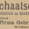 Advertentie 1901 schaatsenmakers gebroeders Baas, Wildervank