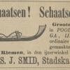 Advertentie 1891schaatsenmaker S.J. Smid, Stadskanaal