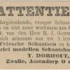Advertentie 1895 schaatsenmaker Y. Dorhout, Zwolle