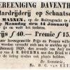 Advertentie hardrijderij 14 januari 1850 op schaatsen ijsclub Daventria, Deventer