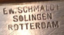 Merkteken schaatsenverkoper E. W. Schmaldt, Rotterdam en Solingen (Duitsland)