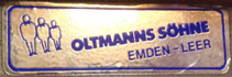 Etiket schaatsenmaker Oltmanns&Söhne, Emden (Duitsland)
