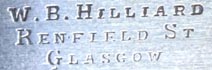 Merkteken schaats schaatsenmaker W.B. Hilliard, Glasgow (Schotland)