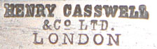 Merkteken schaatsenverkoper Henry Casswell&Co, Londen (Engeland)