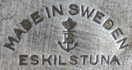 Merkteken Metalen schaats schaatsenmaker Jernmanufaktur, Eskiltuna (Zweden)