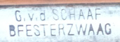 Merkteken schaatsenmaker G. v.d. Schaaf, Beesterzwaag