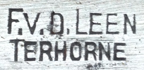 Merkteken schaatsenmaker F. v.d. Leen, Terhorne