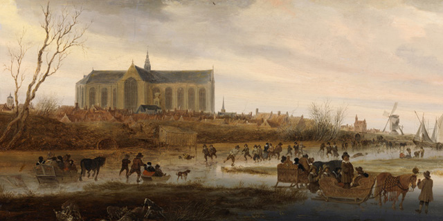 Salomon van Ruysdael and Skaters on the Ice near Alkmaar